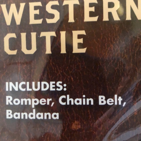 Westerncowgirl romper costume. Includes short romper, a chain belt andbandanna. - Picture 2 of 12